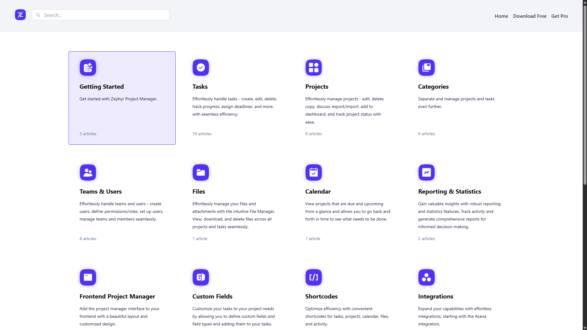 ZEPHYR DOCS WEBSITE preview